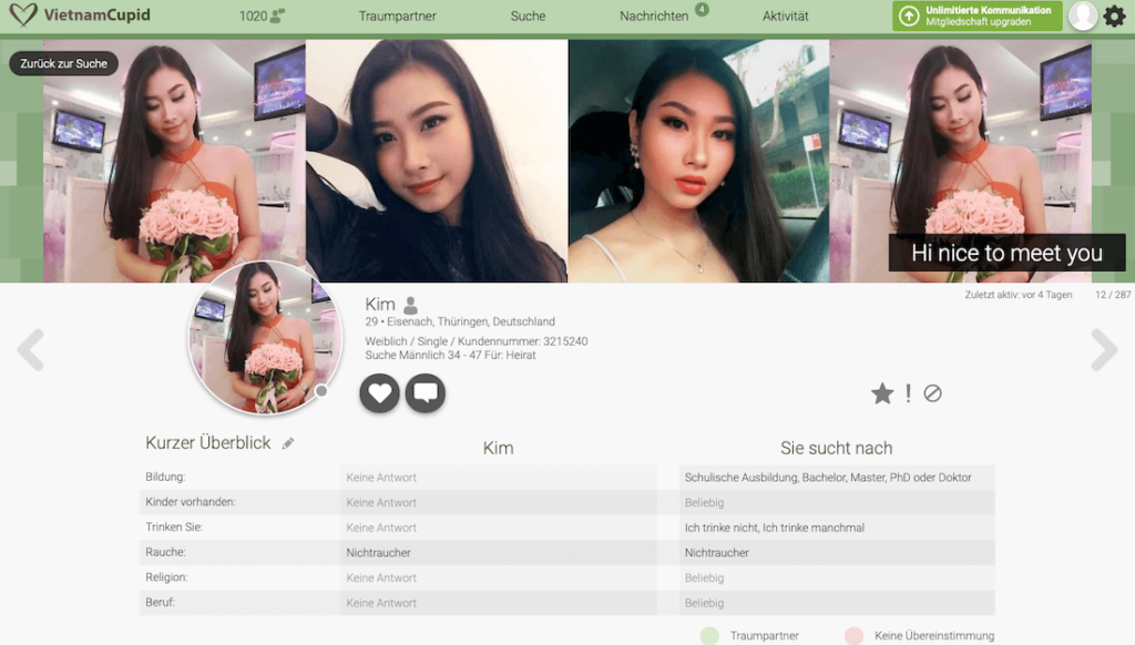 Vietnamesische Frauen auf VietnamCupid in Deutschland